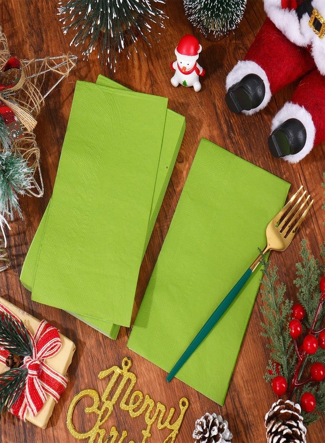 Whaline 200 Pcs Christmas Paper Guest Napkins Lime Green Disposable Dinner Napkins Xmas Decorative Hand Napkin Towel for Winter Kitchen Bathroom Holiday Party Table Decor - Image 3